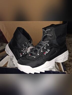 Fila Black and White High-Top Sneakers